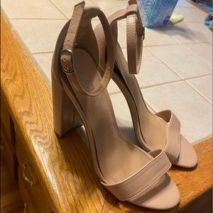 Nude Single Strap Chunky Heels Size 8